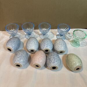 2025 Target Bullseye EGGS (8) AND HOLDERS  (5) Easter Eggs Blue/Pink/Green